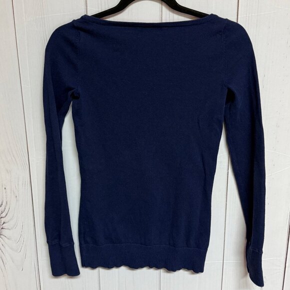 Lilly Pulitzer Navy Blue Palm Tree Sweater Women’s XS Long Sleeve Cotton Blend - Picture 2 of 8